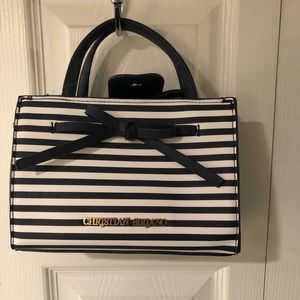 Navy and white striped crossbody